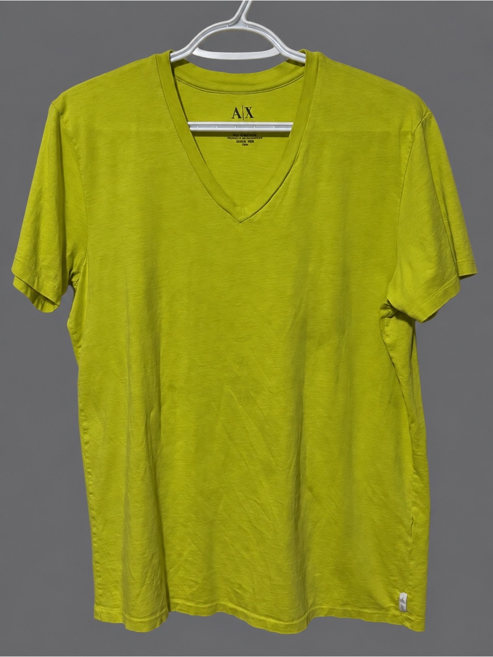A/X Armani Exchange Men's V-Neck Tee in Lime Green